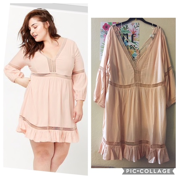 F21 plus woven peach boho dress - Picture 1 of 8